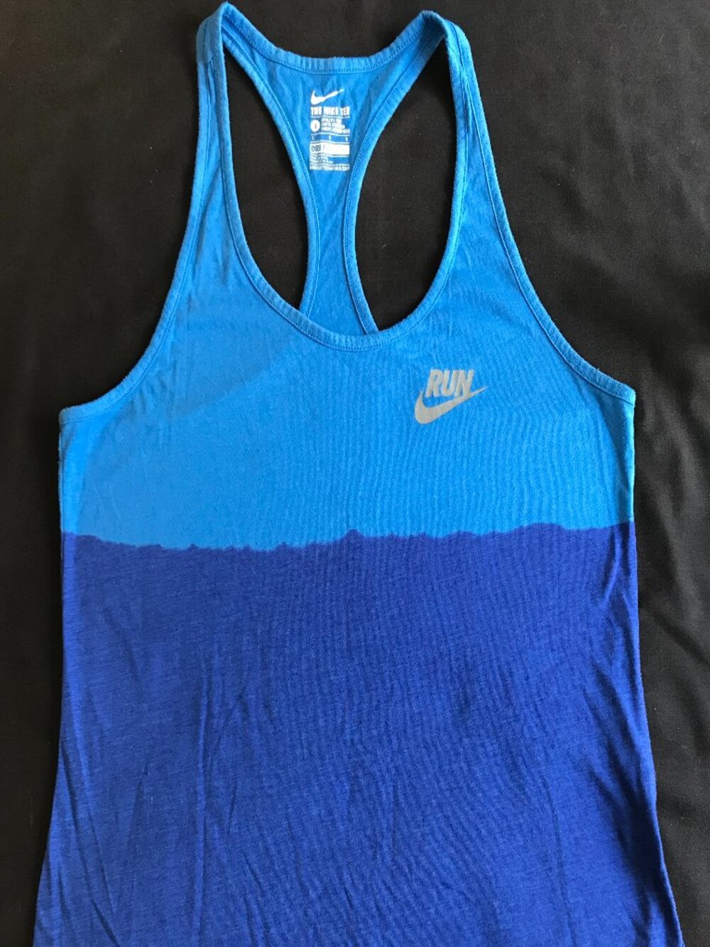 Nike Tee Dip-Dye Dri-Fit RUN Tank Top Blue, Size Large